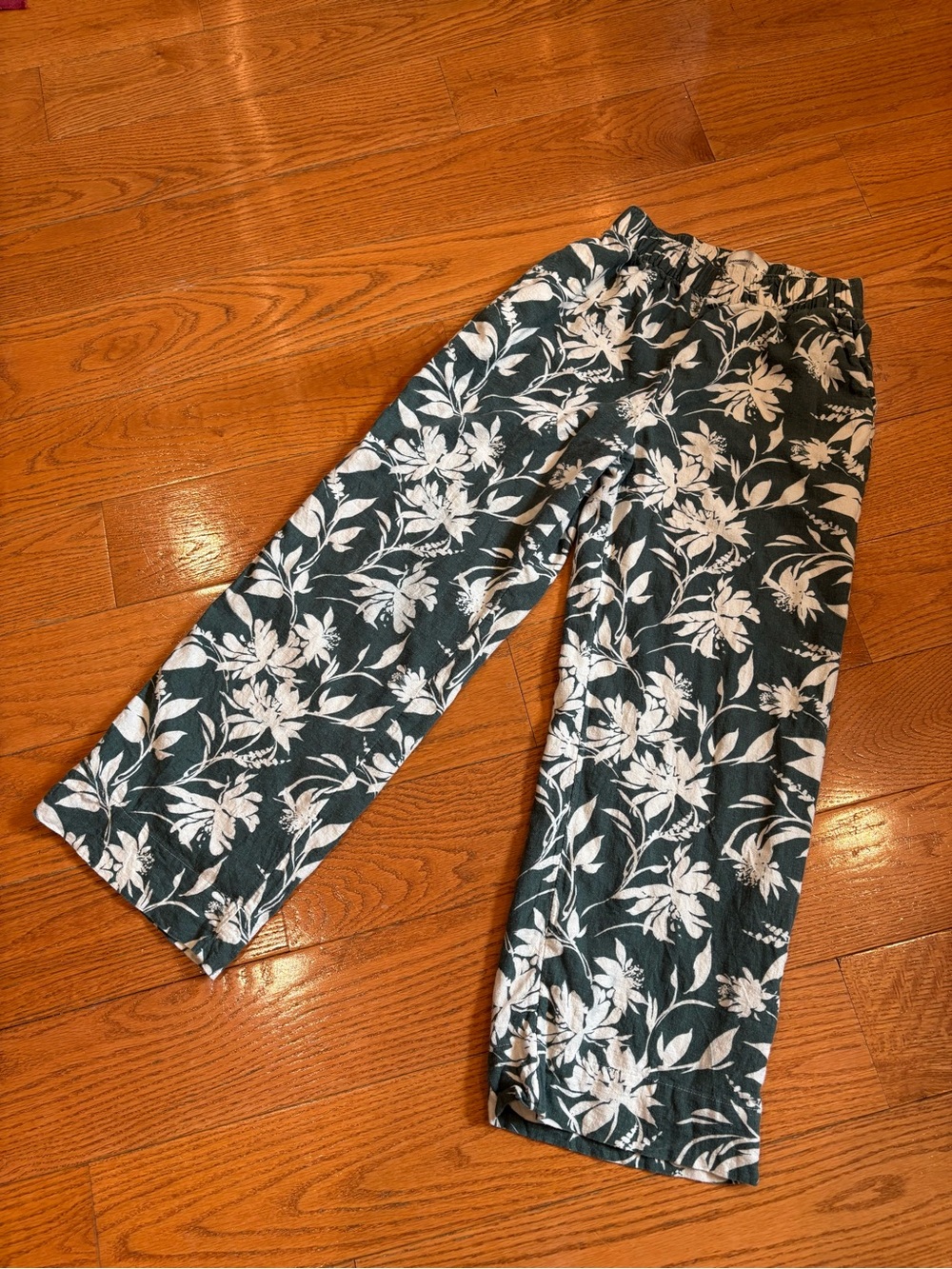 Abercrombie & Fitch Linen Blend Wide Leg Pants Green XS Boho Coastal Vacation